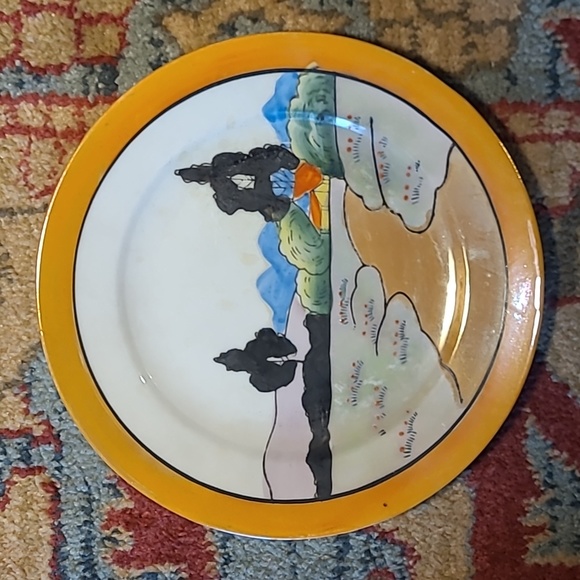 JAPANESE HANDPAINTED LUSTERWARE LANDSCAPE DECORATIVE PLATES SET OF 5 - Picture 5 of 12